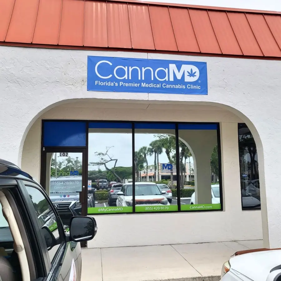 CannaMD banner on a storefront arch