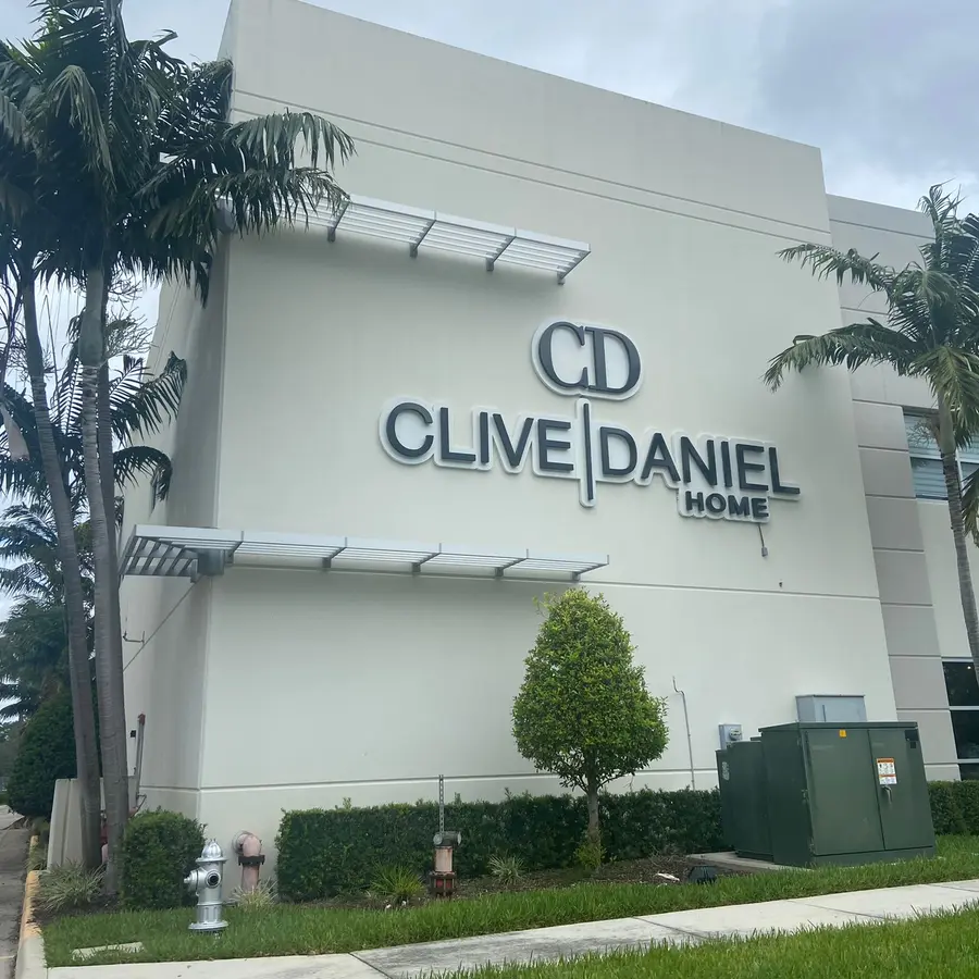 Flat cut metal letters on a showroom building