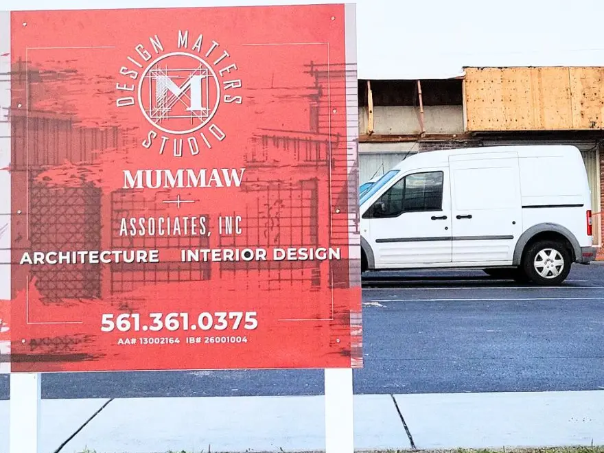 Post and panel sign for a professional office