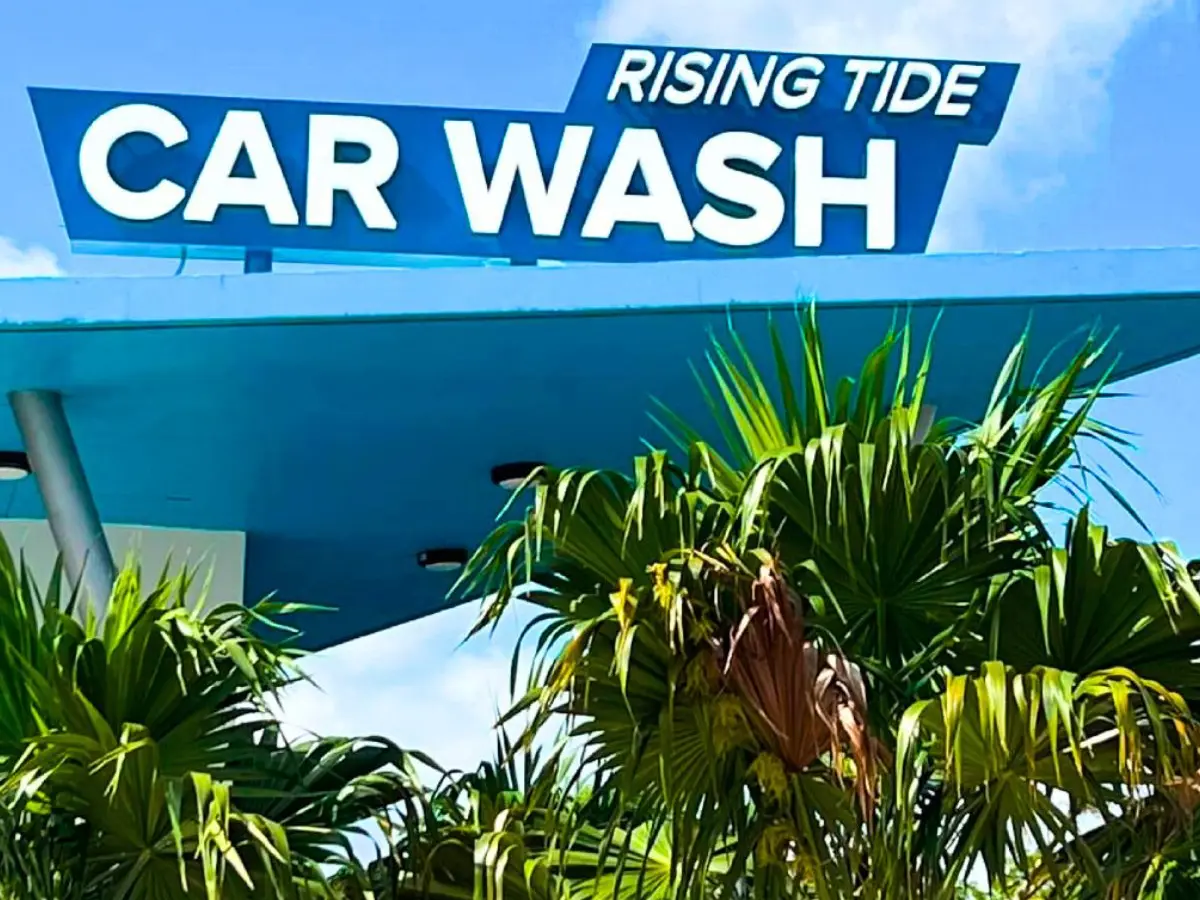 Rising Tide Car Wash illuminated cabinet sign